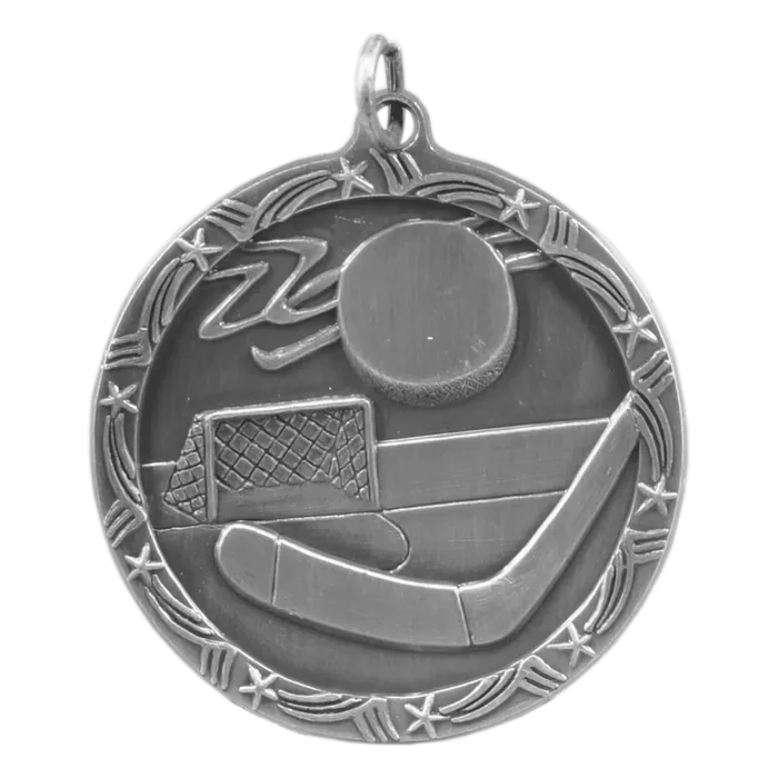 Hockey Shooting Star Medal-Silver, 1 3/4"