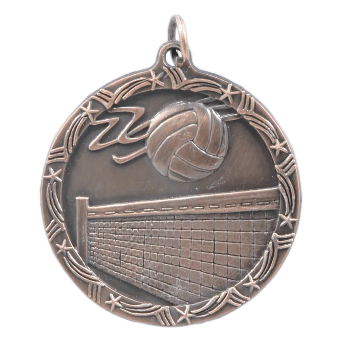 Volleyball Shooting Star Medal-Bronze, 1 3/4"