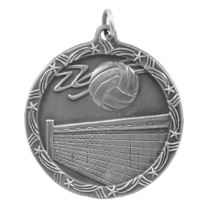 Volleyball Shooting Star Medal-Silver, 1 3/4"