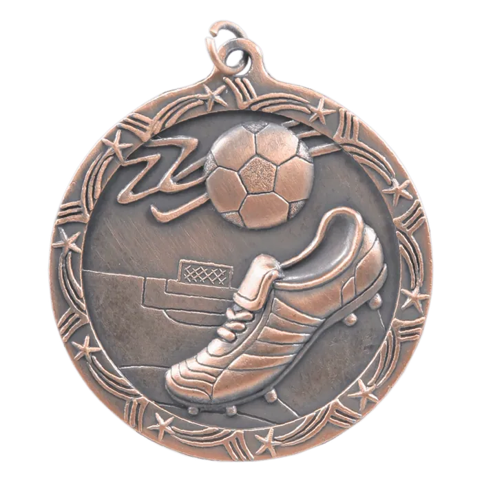 Soccer Shooting Star Medal-Bronze, 2 1/2"