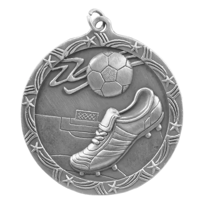 Soccer Shooting Star Medal-Silver, 2 1/2"
