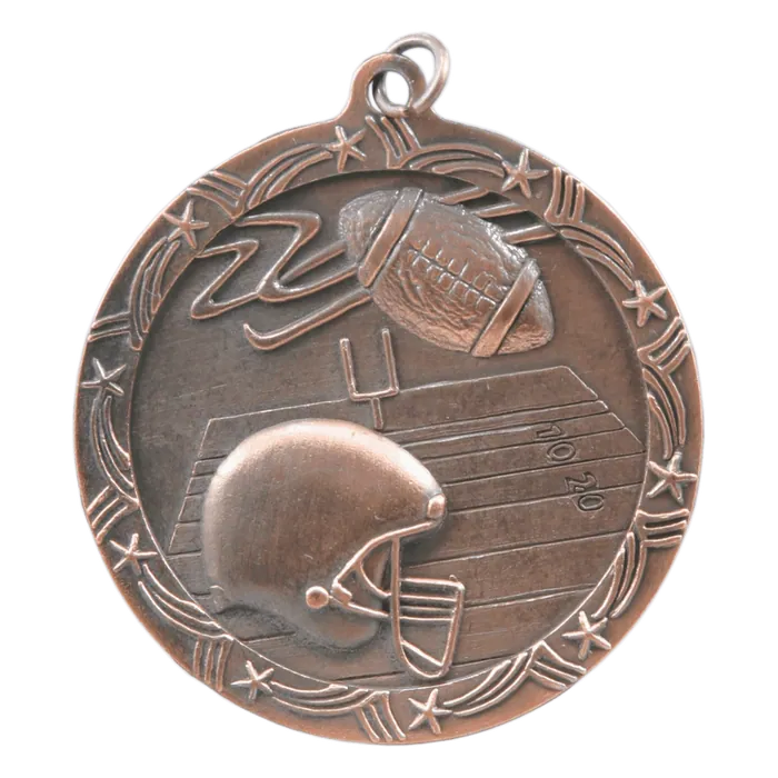 Football Shooting Star Medal-Bronze, 2 1/2"