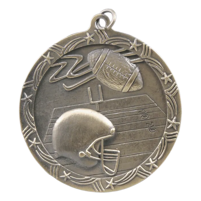 Football Shooting Star Medal-Gold, 2 1/2"