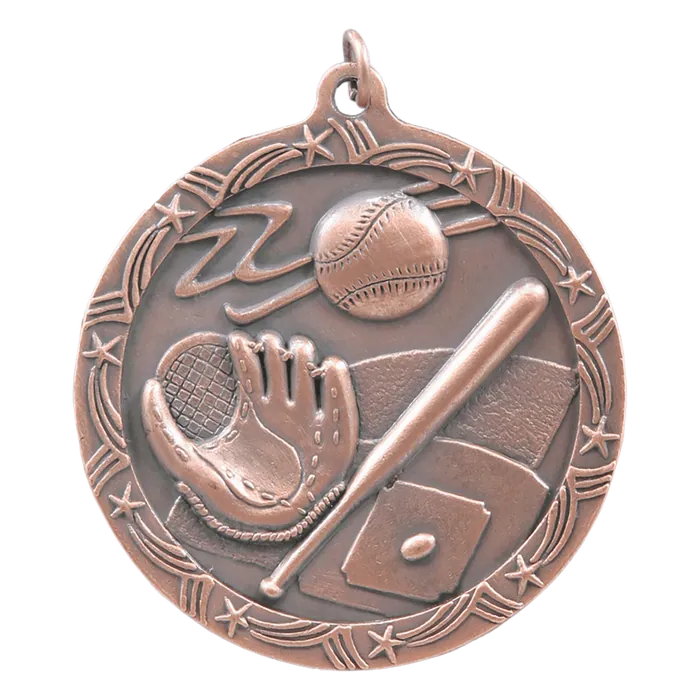 Baseball/Softball Shooting Star Medal-Bronze, 2 1/2"