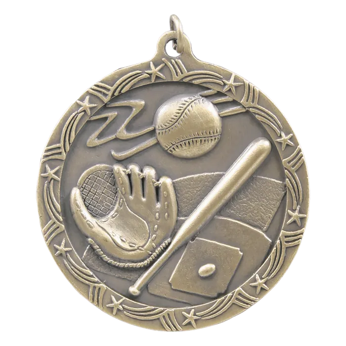 Baseball/Softball Shooting Star Medal-Gold, 2 1/2"