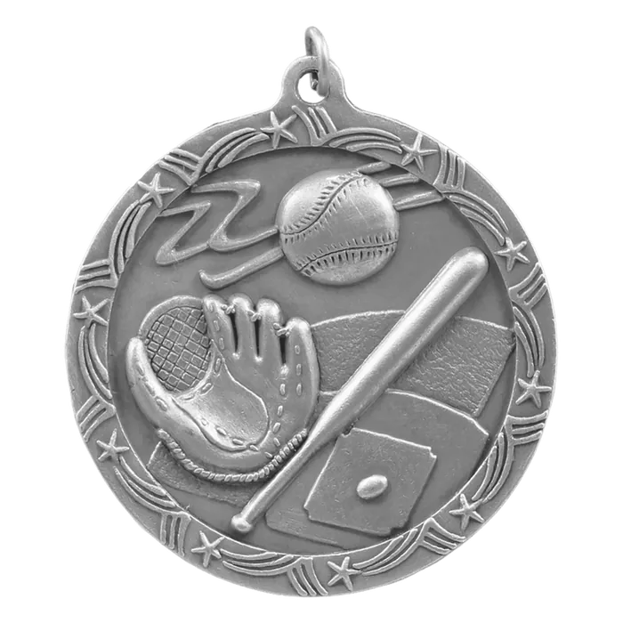 Baseball/Softball Shooting Star Medal-Silver, 2 1/2"