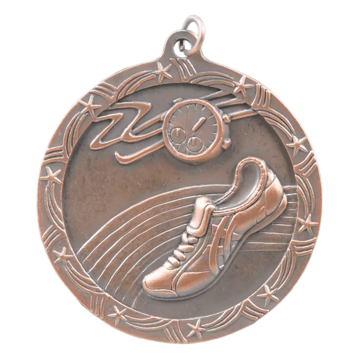 Track Shooting Star Medal-Bronze, 2 1/2"