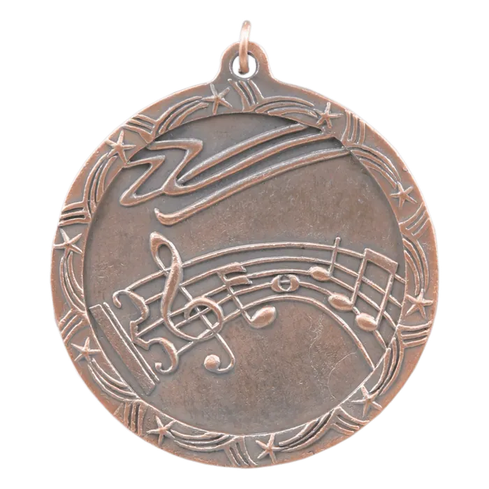 Music Shooting Star Medal-Bronze, 2 1/2"