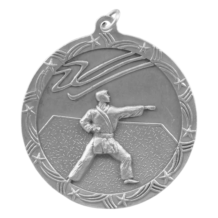 Martial Arts Shooting Star Medal-Silver, 2 1/2"