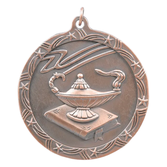 Lamp of Knowledge Shooting Star Medal-Bronze, 2 1/2"