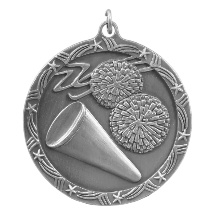 Cheer Shooting Star Medal-Silver, 2 1/2"