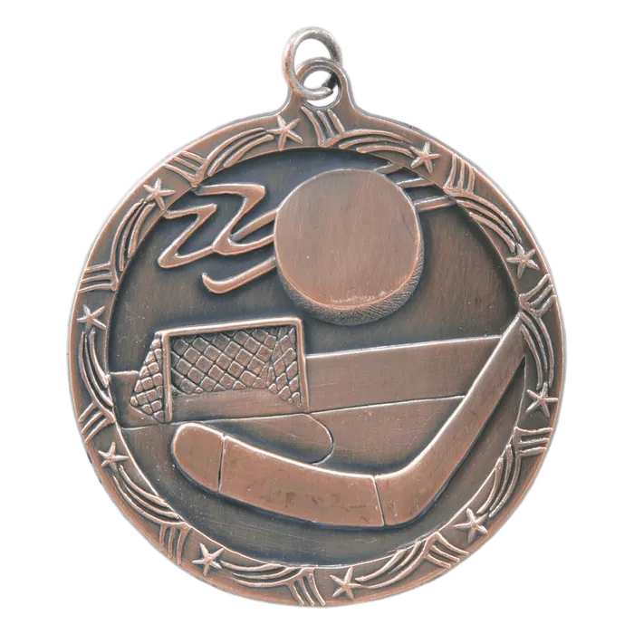 Hockey Shooting Star Medal-Bronze, 2 1/2"