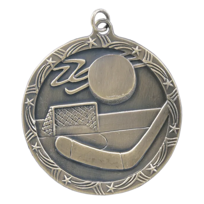 Hockey Shooting Star Medal-Gold, 2 1/2"