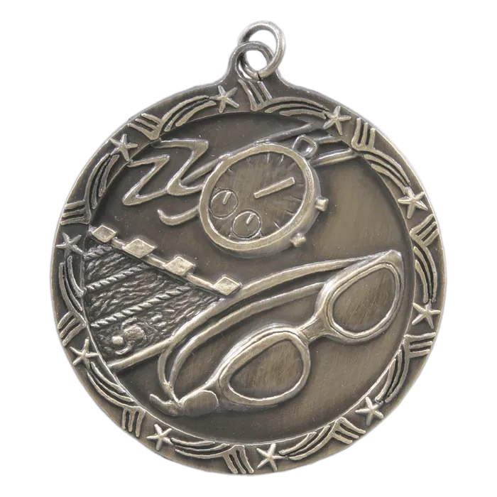 Swimming Shooting Star Medal-Gold, 2 1/2"
