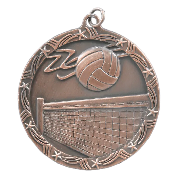 Volleyball Shooting Star Medal-Bronze, 2 1/2"