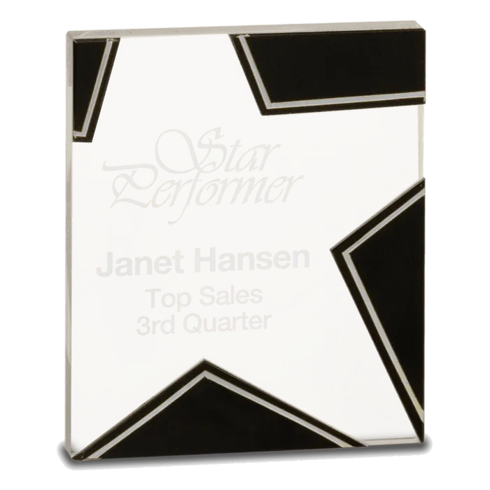 Small Silver and Black Star Glass