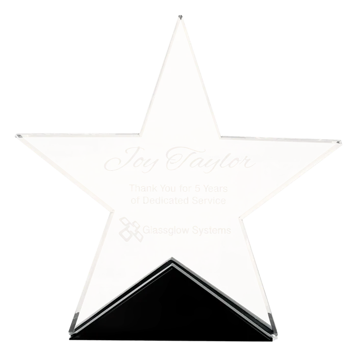 Small Clear Glass Star on Black Base
