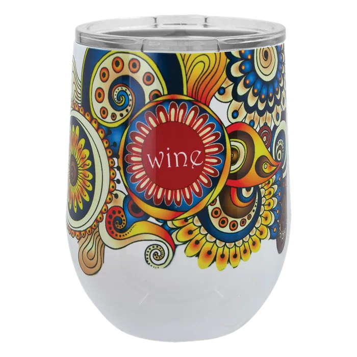 White 12 oz. Polar Camel Full Color Stemless Wine Tumbler