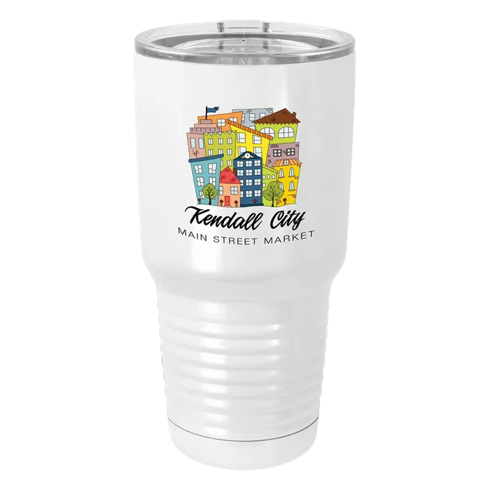 White 30 oz. Polar Camel Full Color Ringneck Tumbler