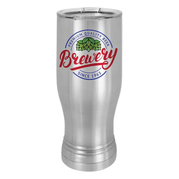 Stainless Steel 20 oz. Polar Camel Full Color Pilsner with Clear Standard Lid