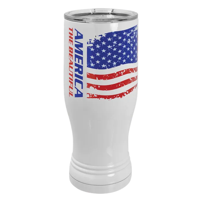 White 20 oz. Polar Camel Full Color Pilsner with Clear Standard Lid