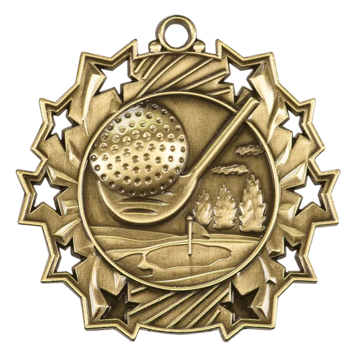 Golf Ten Star Medal-Gold