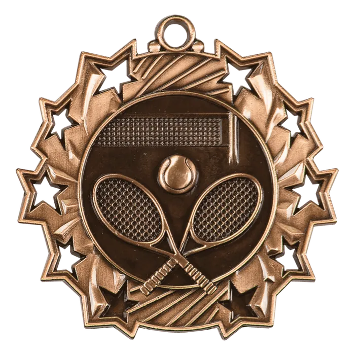 Tennis Ten Star Relief Medal-Bronze