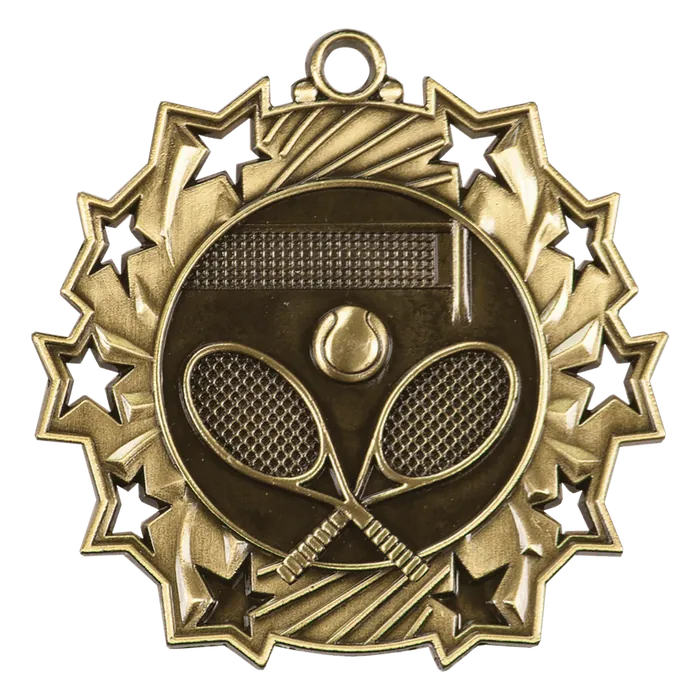 Tennis Ten Star Relief Medal-Gold