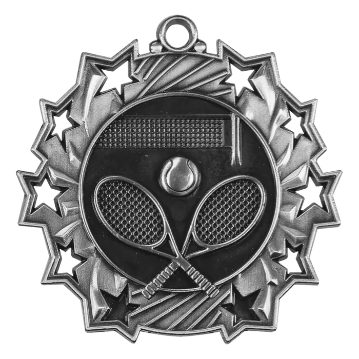 Tennis Ten Star Relief Medal-Silver