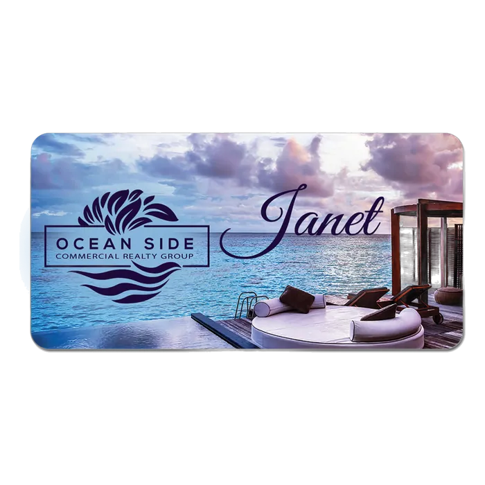 Gloss White 1-Sided Aluminum Rectangle Name Badge
