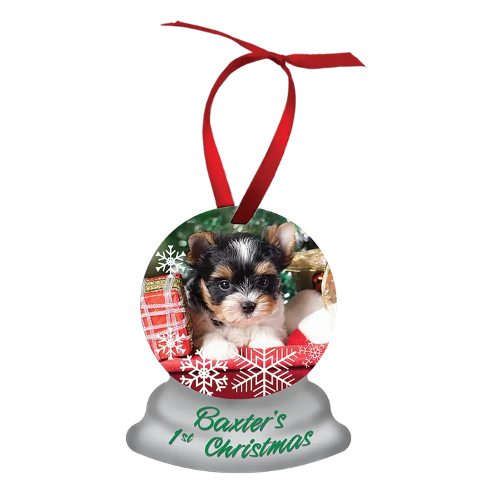 Full Color Aluminum 2-Sided Snow Globe Ornament