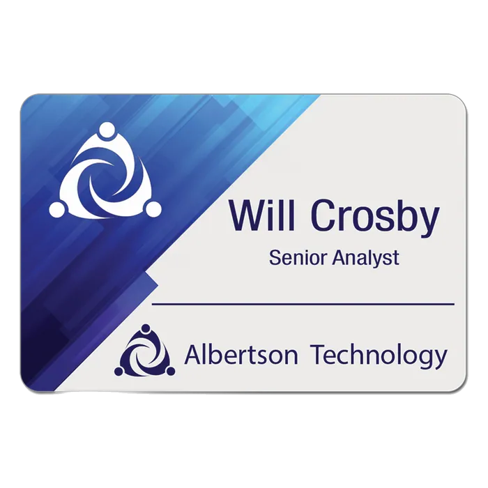 Gloss Rectangle Plastic Name Badge, 3" x 2"