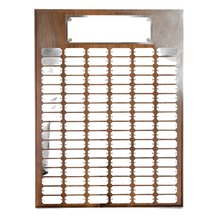 Genuine Walnut Step Edge Perpetual Plaque with 102 Plates
