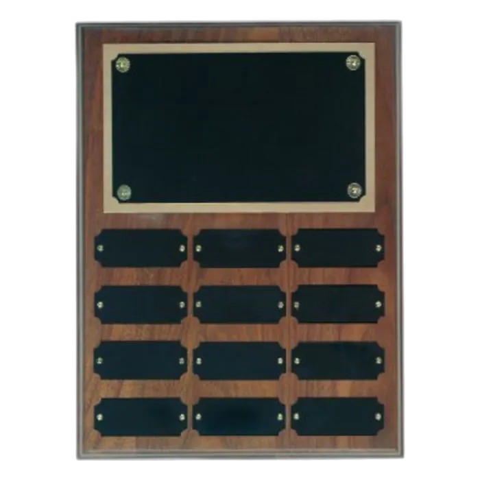 Genuine Walnut Step Edge Perpetual Plaque with 12 Plates