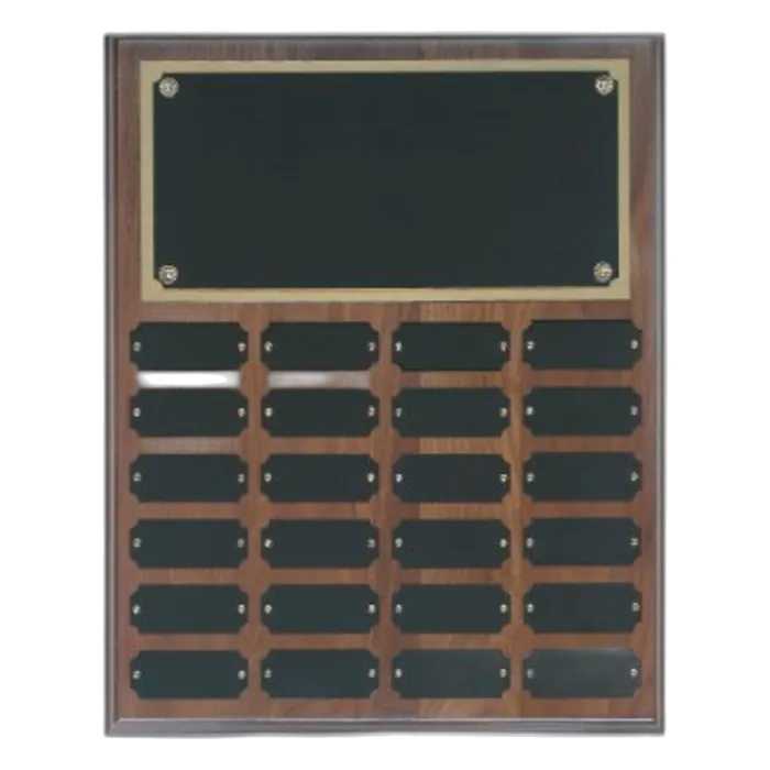 Genuine Walnut Step Edge Perpetual Plaque with 24 Plates