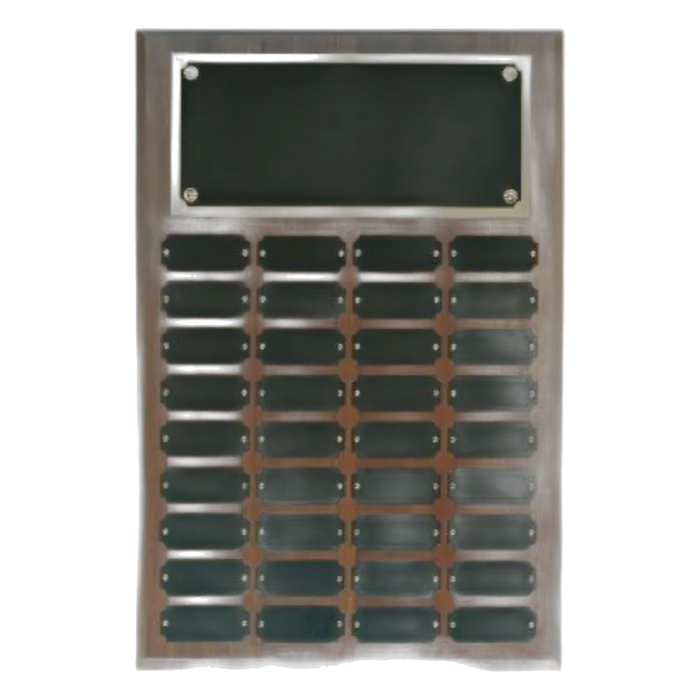 Genuine Walnut Step Edge Perpetual Plaque with 36 Plates