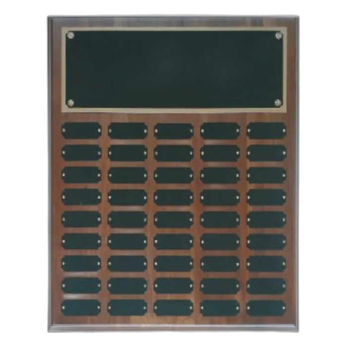 Genuine Walnut Step Edge Perpetual Plaque with 45 Plates