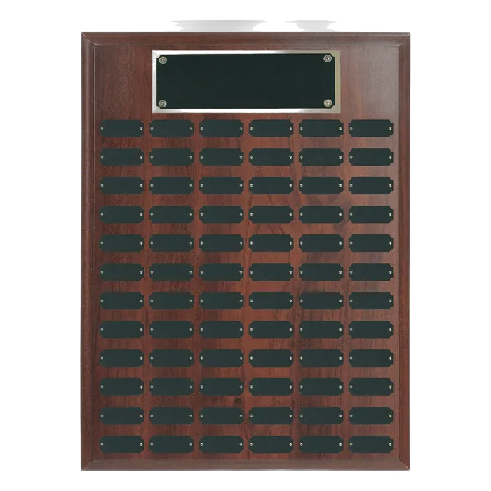 Genuine Walnut Step Edge Perpetual Plaque with 72 Plates