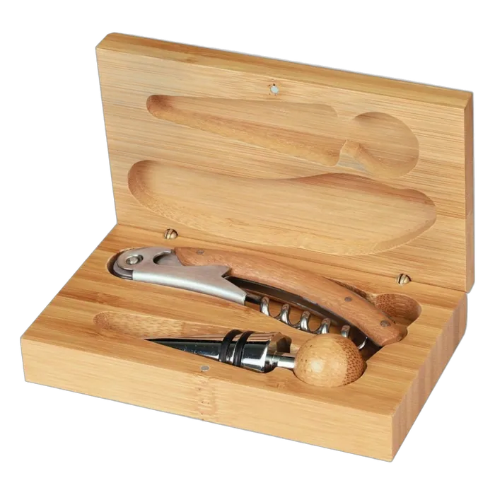 Genuine Bamboo 2-Piece Wine Tool Set