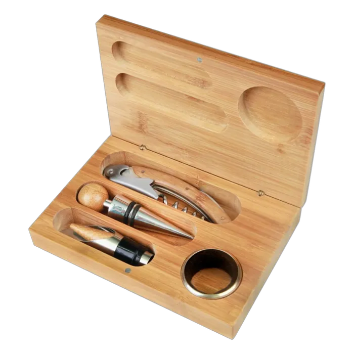 Genuine Bamboo 4-Piece Wine Tool Set